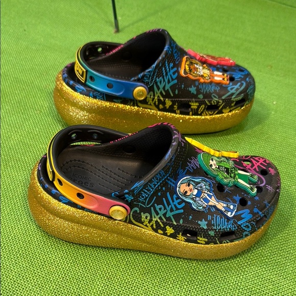 RARE Colorful Kids Crocs Rainbow High Cutie Crush Clogs size 2J - Picture 8 of 14